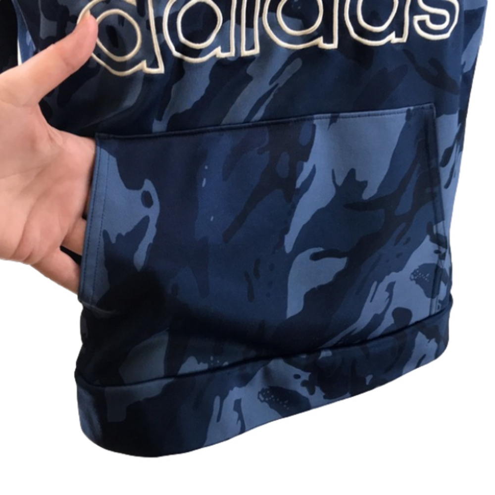 ADIDAS Kid’s Blue Camo Long Sleeve Hoodie—Sz Large 14/16 - Picture 11 of 17